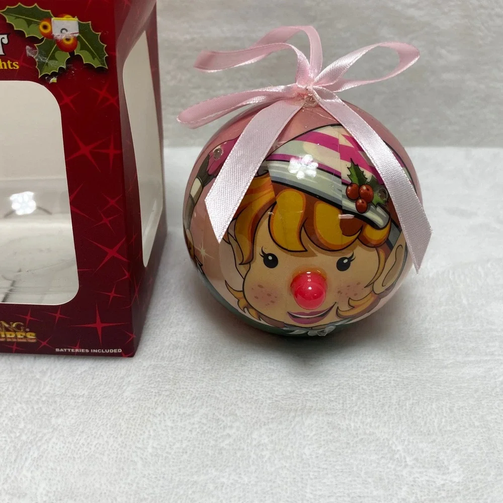 Twinkling Treasures Blinking‎ Santa Christmas Ornament Ball NOS Holiday Decor